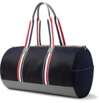 Thom Browne - Full-Grain Leather and Webbing-Trimmed Twill Duffle Bag - Midnight blue