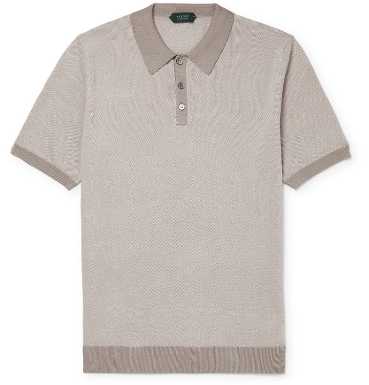 Photo: Incotex - Slim-Fit Birdseye Cotton Polo Shirt - Neutrals
