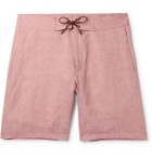 Sease - Sunset Suede-Trimmed Linen Shorts - Red