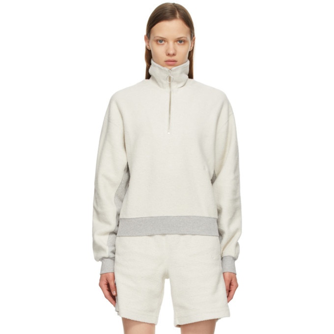 Photo: Helmut Lang Off-White Collared Zip-Up Sweater