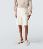 Stòffa Belted linen Bermuda shorts