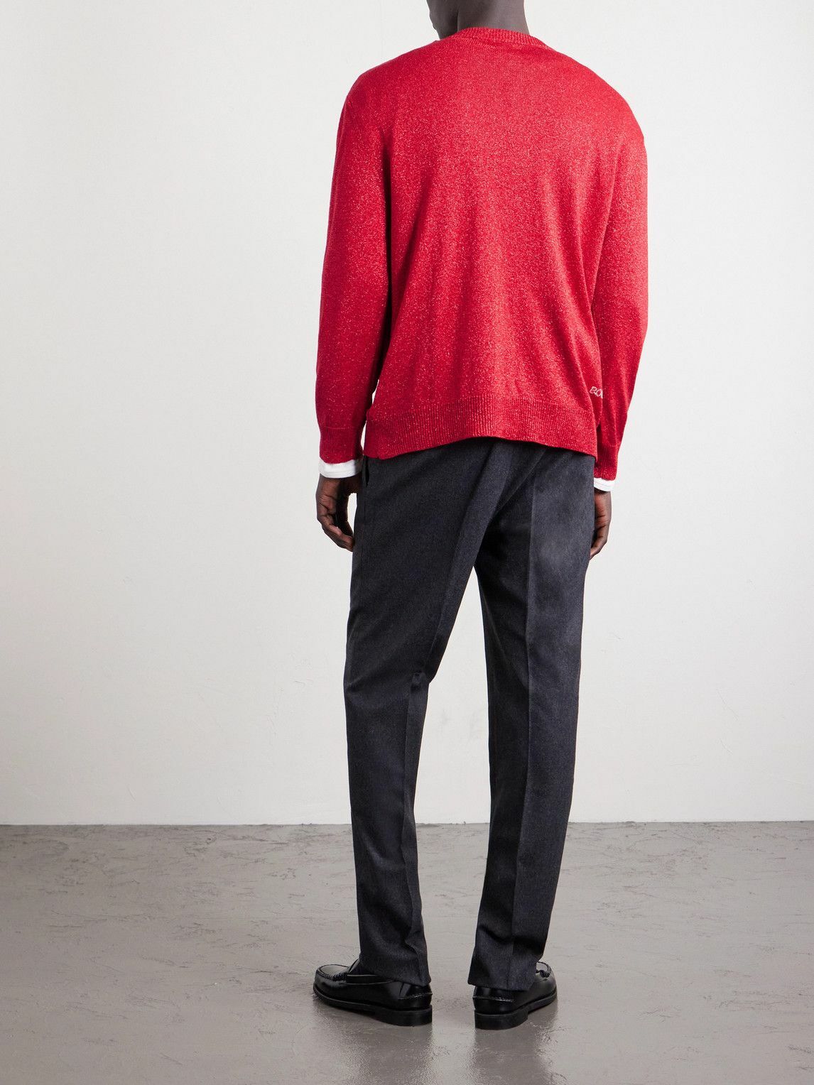 BODE - Hearts Lamé Cardigan - Red