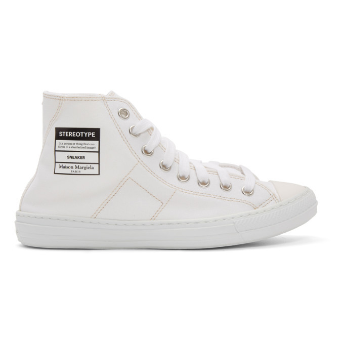 Photo: Maison Margiela White Stereotype High-Top Sneakers