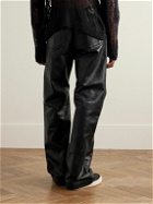 Rick Owens - Geth Straight-Leg Oiled-Leather Jeans - Black