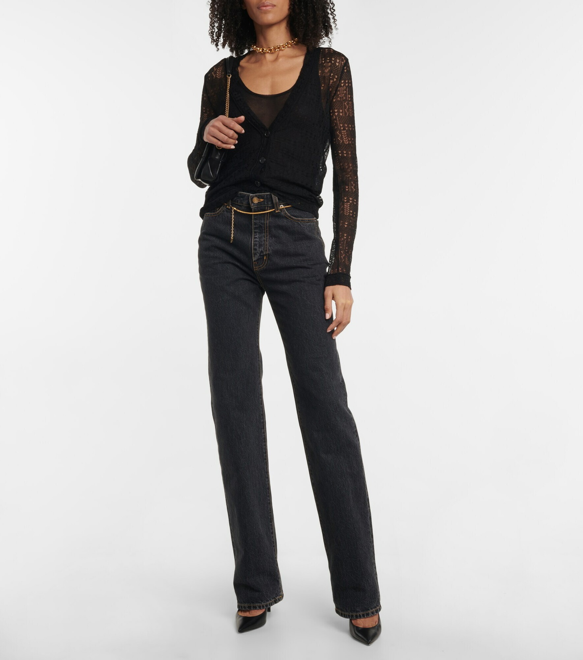 Saint Laurent - Patterned semi-sheer cardigan