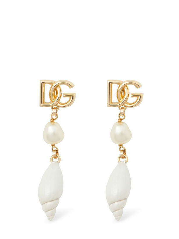 Photo: DOLCE & GABBANA Dg Logo & Shell Charm Earrings