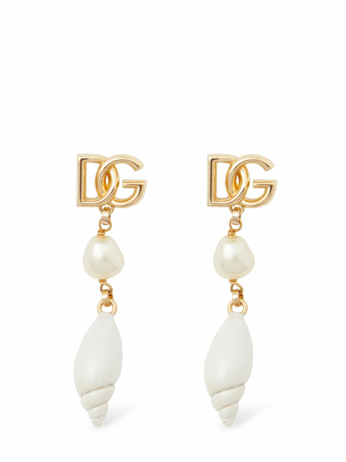 DOLCE GABBANA Dg Logo Shell Charm Earrings Dolce Gabbana DOLCE GABBANA Dg Logo Shell Charm Earrings Dolce Gabbana