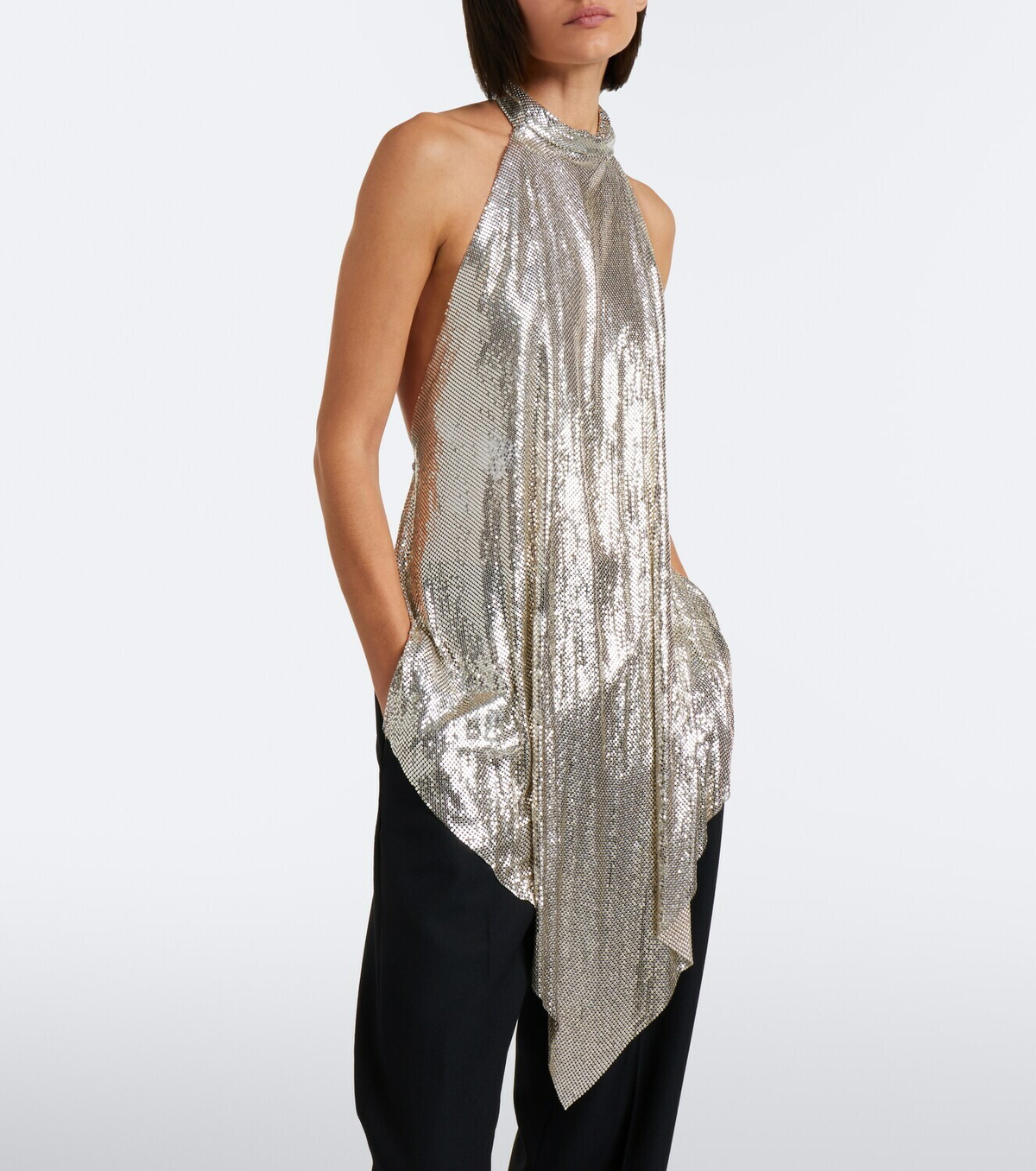 Stella McCartney Asymmetric open-back chainmail top