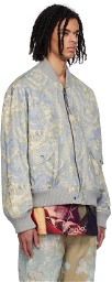 Vivienne Westwood Blue & Beige Bernardo Bomber Jacket