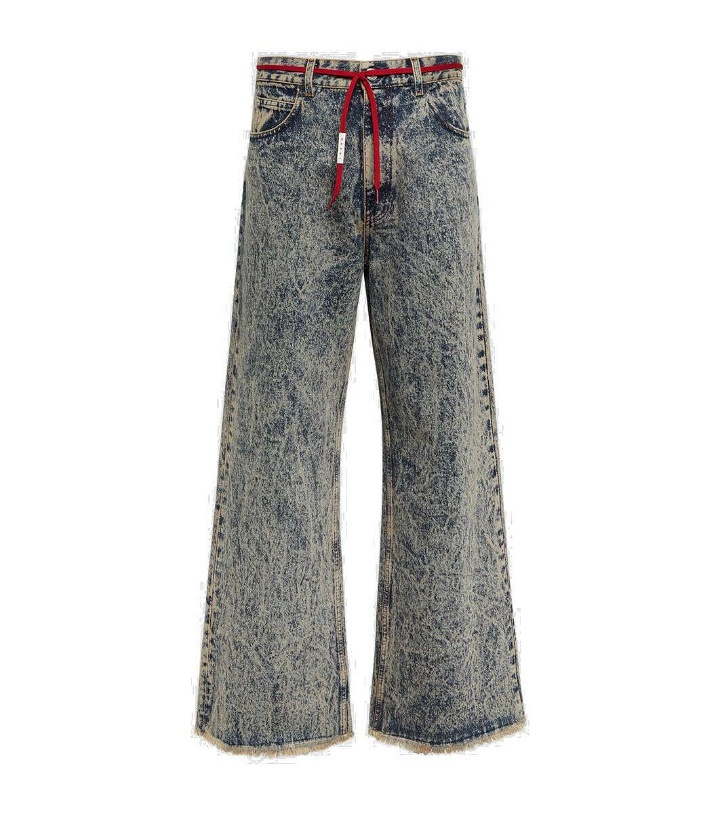 Photo: Marni Leather-trimmed wide jeans