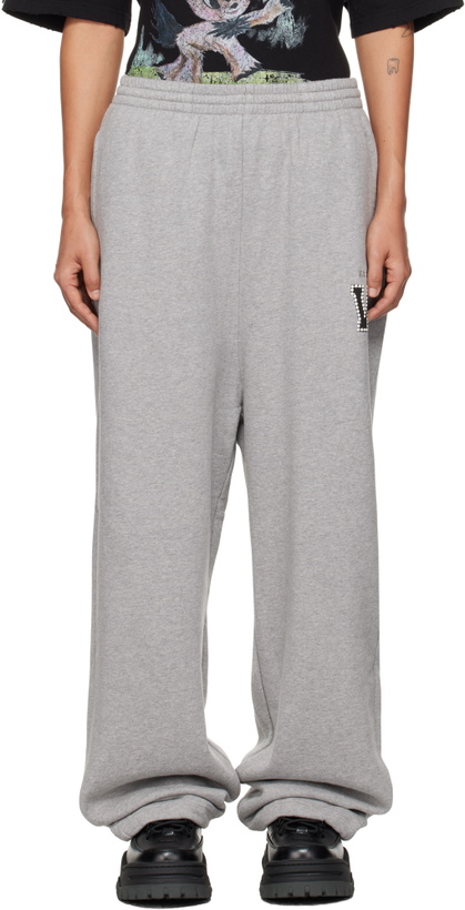 Photo: We11done Gray Pearl Logo Jersey Lounge Pants