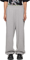 We11done Gray Pearl Logo Jersey Lounge Pants