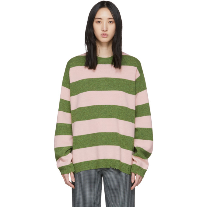 Marc Jacobs Green and Pink Wool Grunge Sweater Marc Jacobs