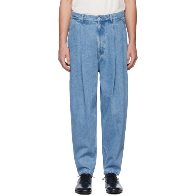 Photo: Hed Mayner Blue Pleated Jeans