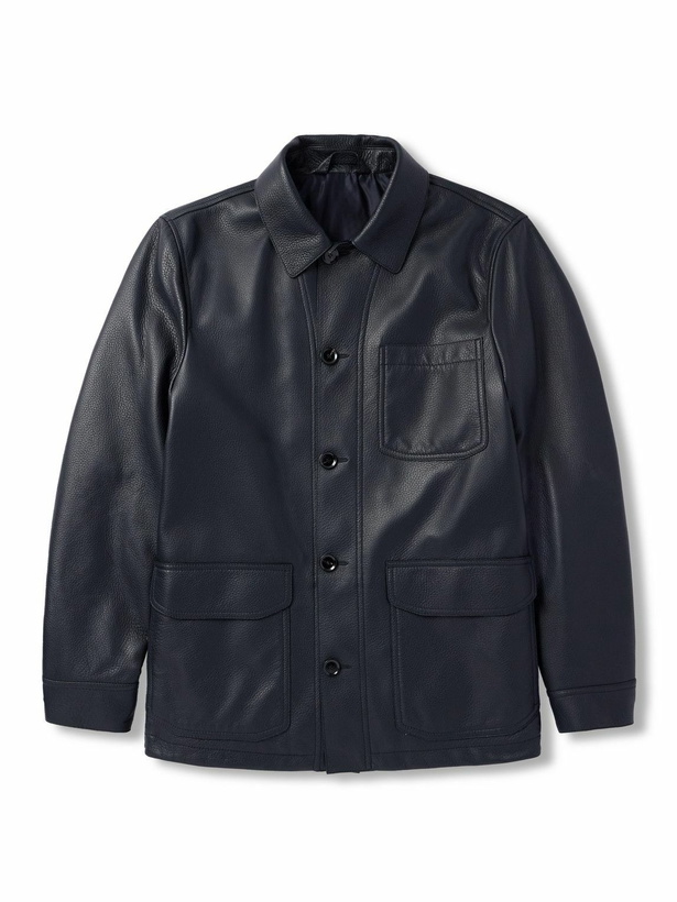 Photo: Brioni - Padded Leather Jacket - Blue