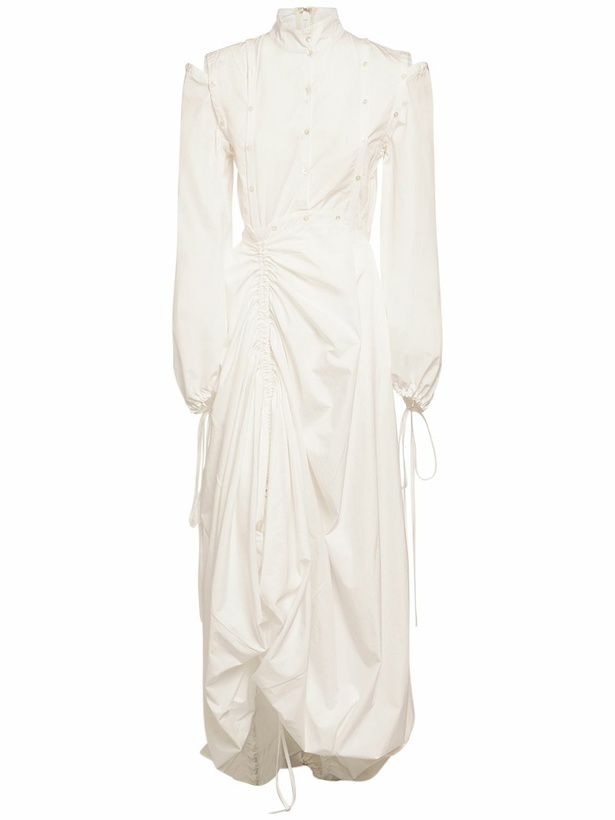 Photo: ROCHAS Ruched Cotton Poplin Midi Dress