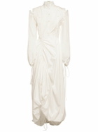 ROCHAS Ruched Cotton Poplin Midi Dress