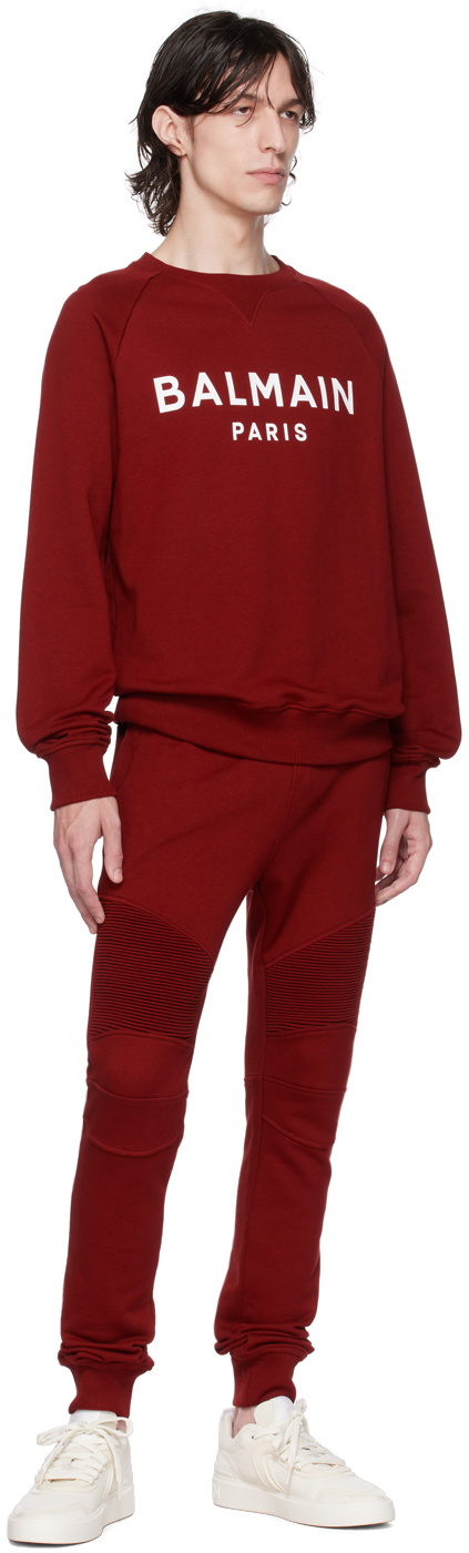 Balmain Red Printed Sweatshirt Balmain