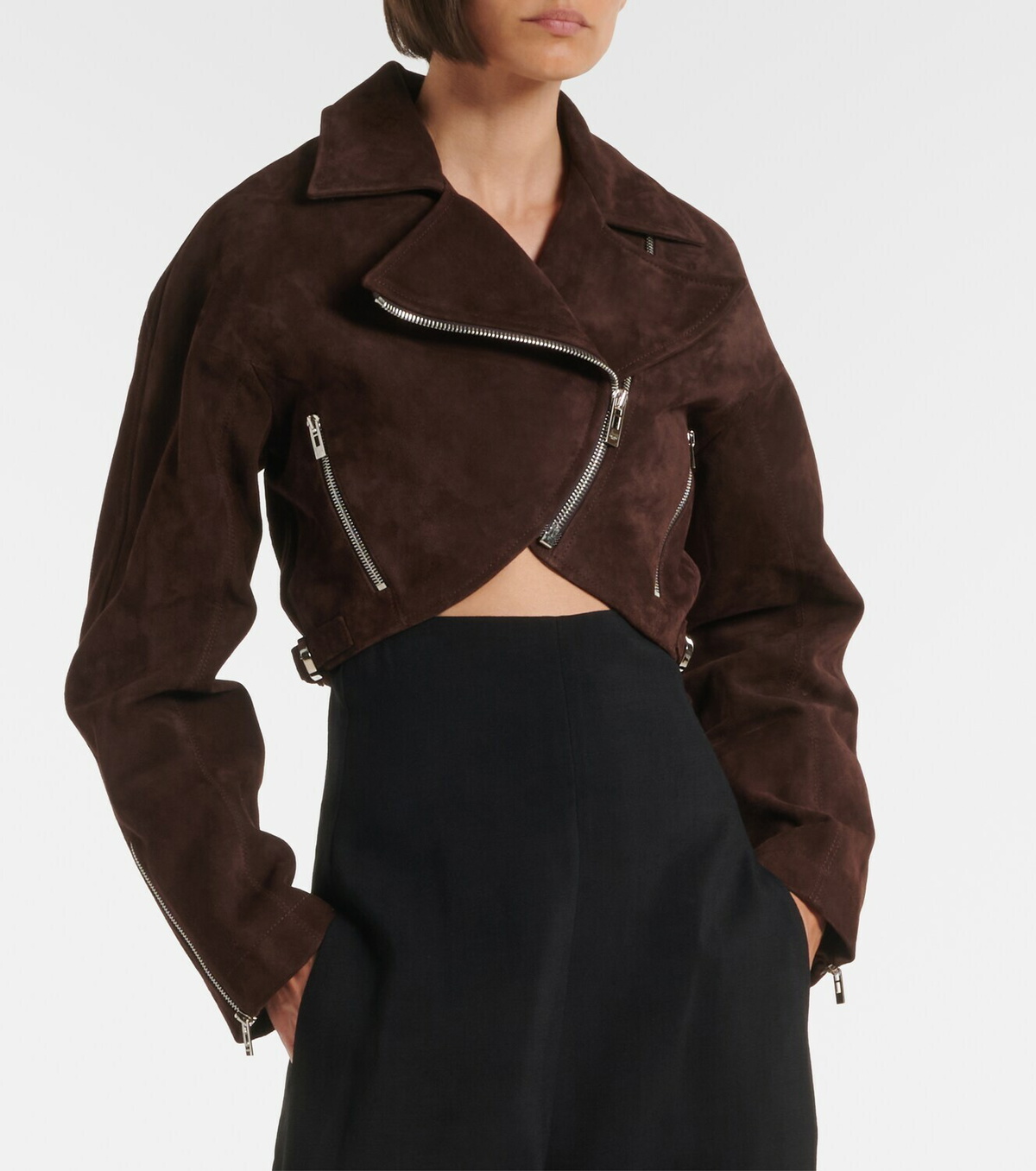 Alaïa Cropped suede biker jacket