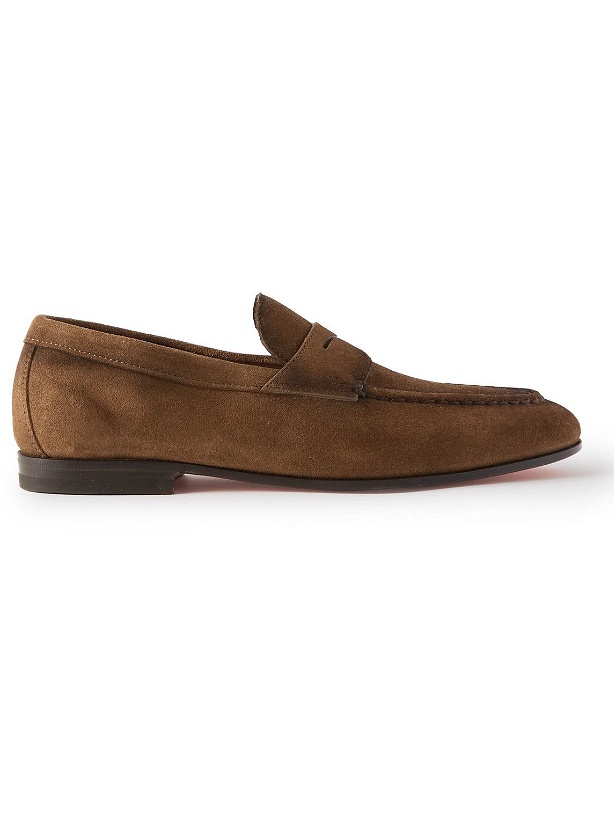 Photo: Santoni - Suede Penny Loafers - Brown