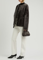 Arma Lucine Reversible Shearling and Leather Jacket Dark Brown