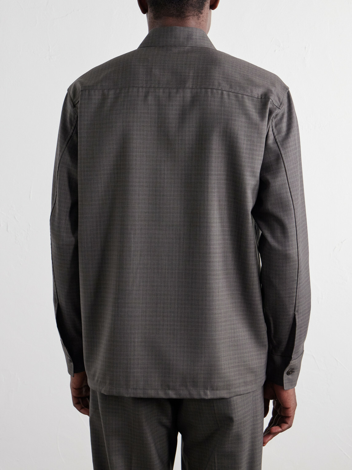 NN07 - Freddy 10071 Checked Basketweave Wool-Blend Shirt - Gray