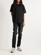 Fear of God - Distressed Logo-Appliquéd Cotton-Jersey T-Shirt - Black