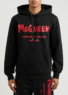 Alexander Mcqueen Logo Hooded Cotton Sweatshirt Black