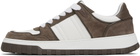 AMI Paris White & Taupe Leather Low Top Walk Sneakers