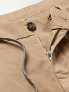 Canali - Slim-Fit Stretch-Cotton Twill Drawstring Trousers - Neutrals