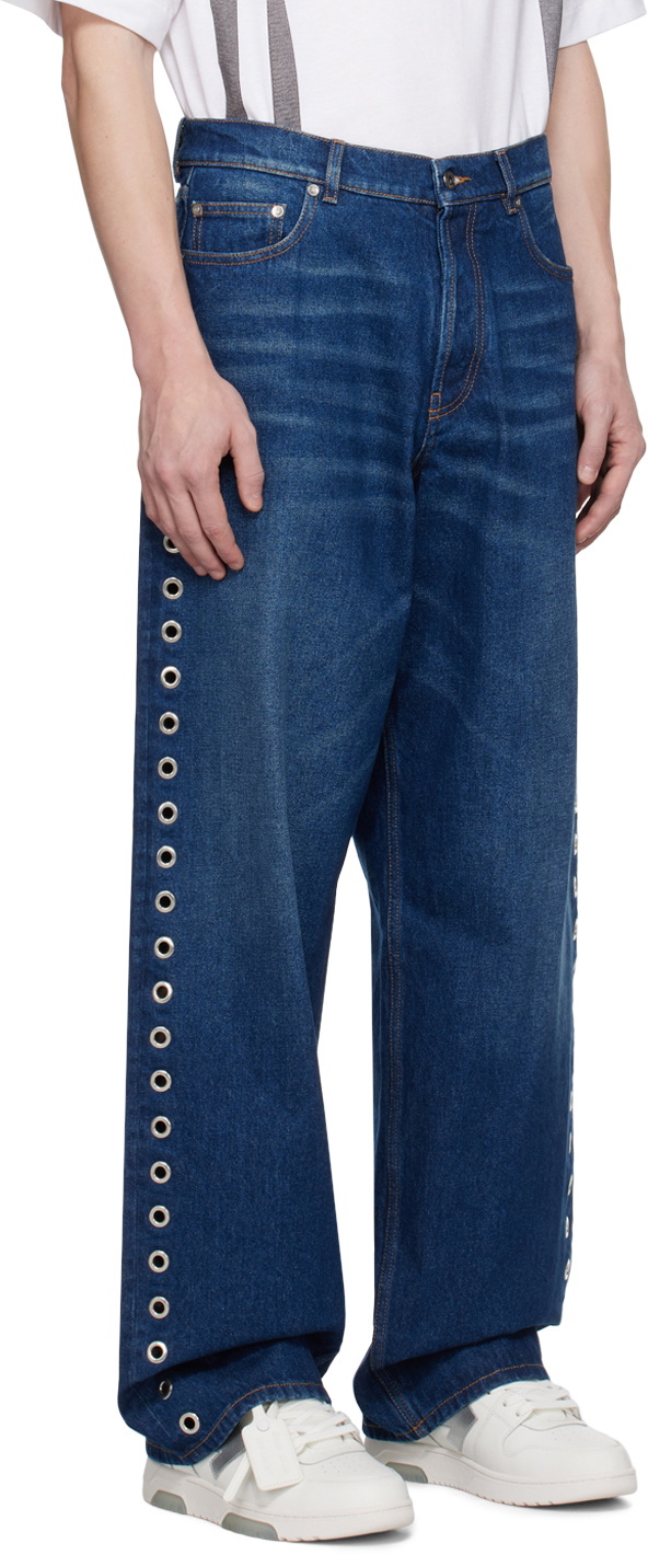 OffWhite Blue Eyelet Jeans OffWhite