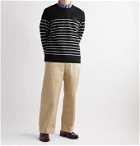 Wood Wood - Louis Logo-Appliquéd Striped Wool-Blend Sweater - Black