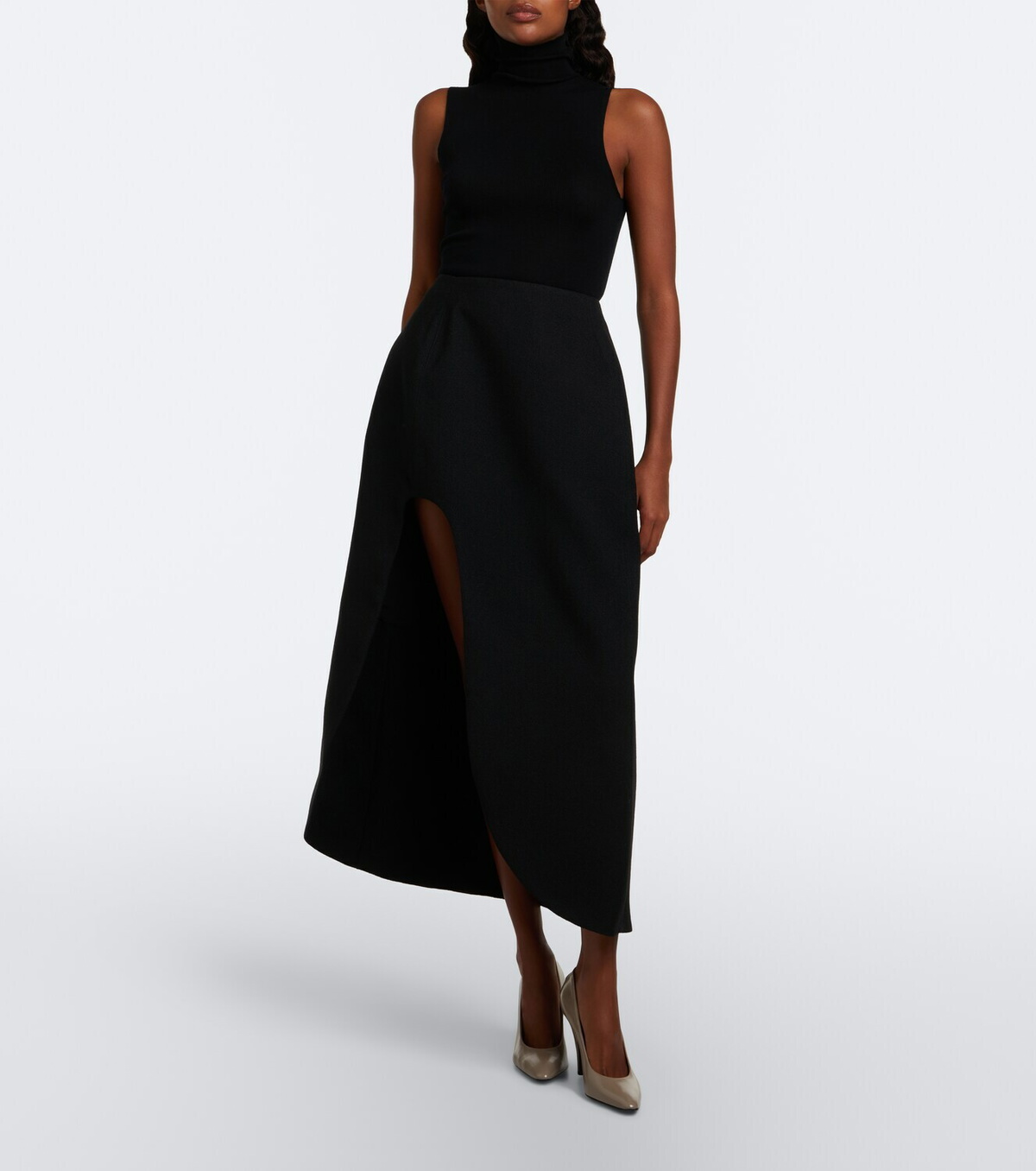 Jil Sander Asymmetric virgin wool midi skirt