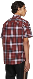 Burberry Red Poplin Check Short Sleeve Shirt