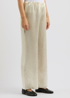 Nanushka Brenda Crinkled Satin Trousers Ecru