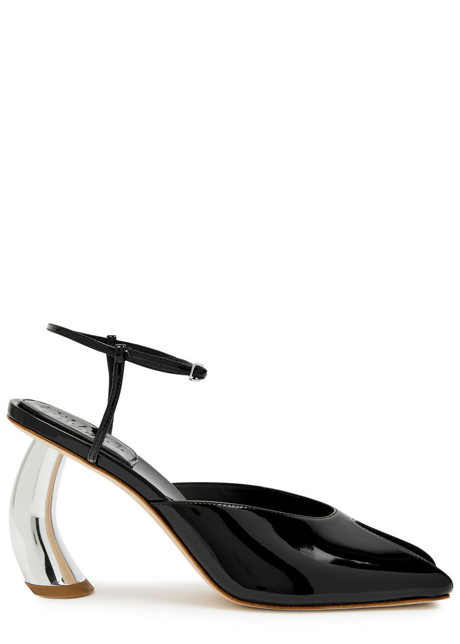 A.W.A.K.E Mode Giustine 90 Peep-toe Patent Leather Sandals Black