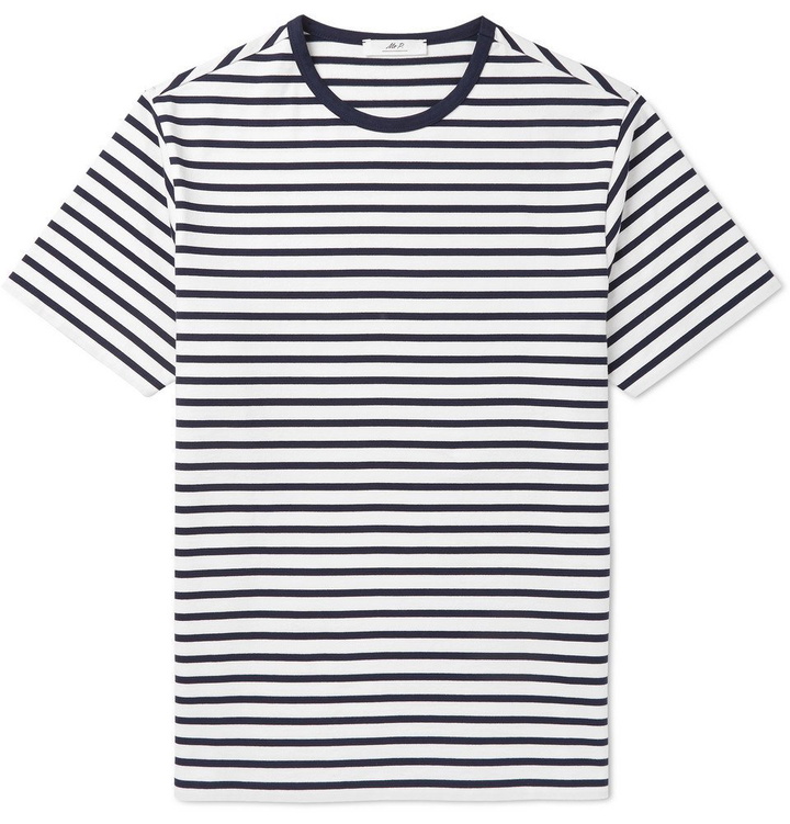 Photo: Mr P. - Striped Cotton-Jersey T-Shirt - Men - Navy