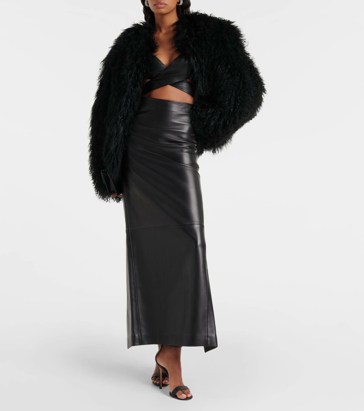 Mônot Leather maxi skirt