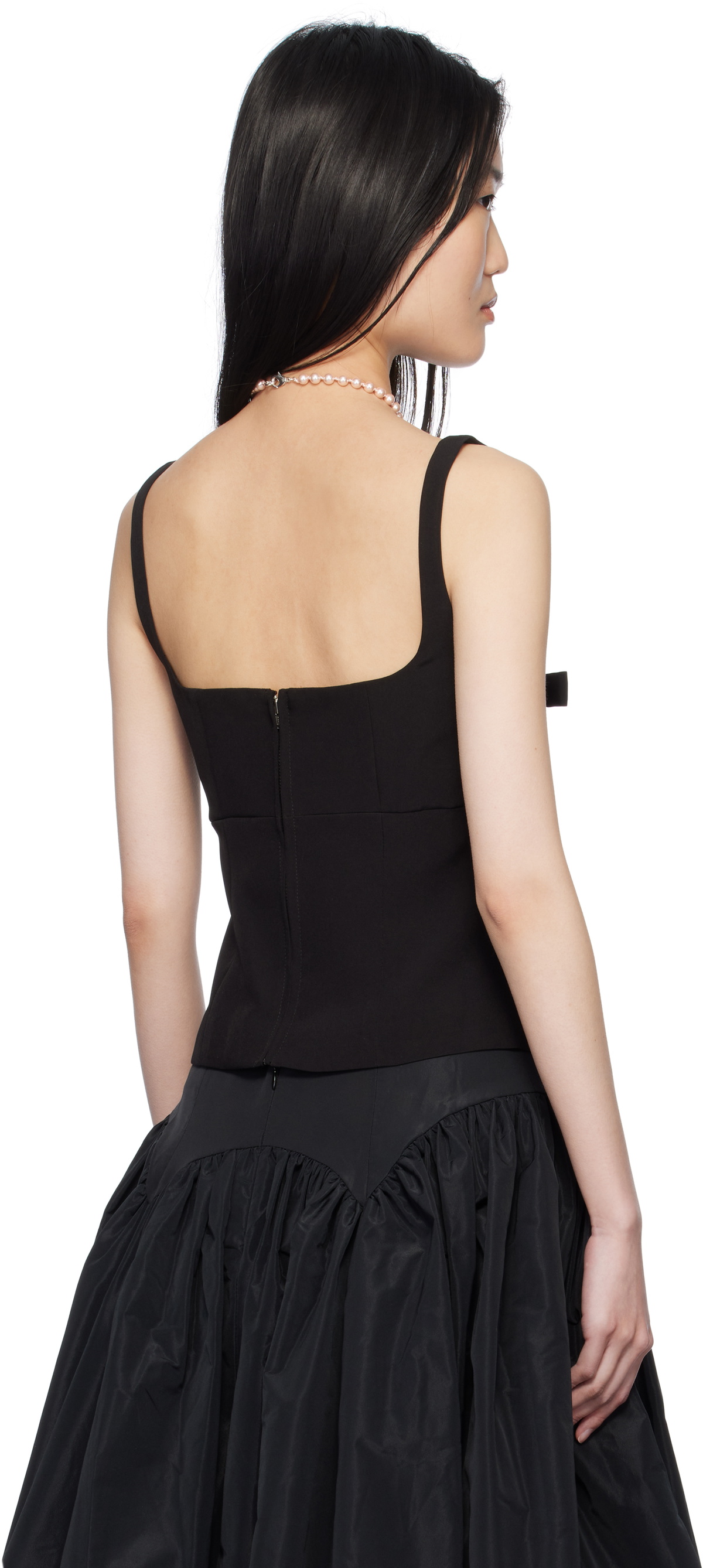 Sandy Liang Black Teacup Tank Top