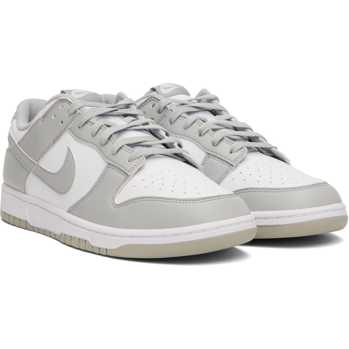 Nike White & Gray Dunk Low Retro Sneakers