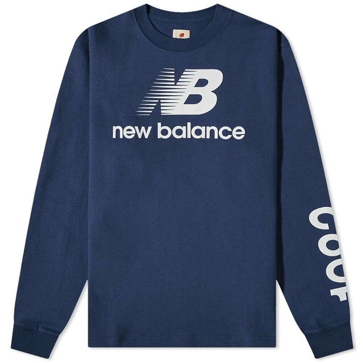 Photo: New Balance Long Sleeve Made in USA Logo T-Shirt in Natural Indigo