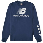 New Balance Long Sleeve Made in USA Logo T-Shirt in Natural Indigo