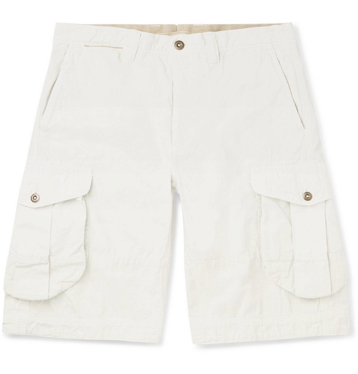 Photo: Incotex - Slim-Fit Garment-Dyed Cotton and Linen-Blend Cargo Shorts - Men - Off-white