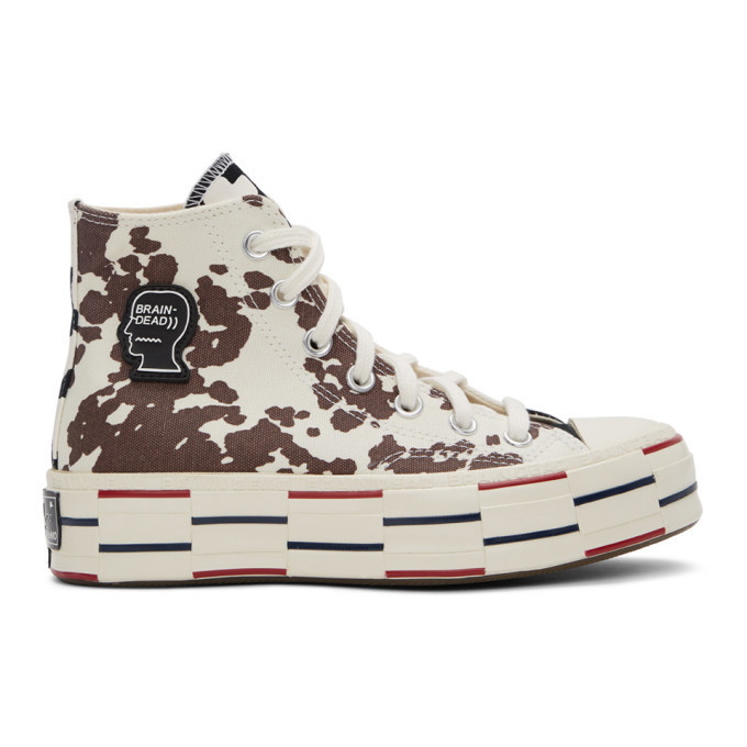 Photo: Brain Dead Off-White and Black Converse Edition Cow Chuck 70 High Sneakers