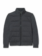 James Perse - Ribbed-Knit and Quilted Shell Down Jacket - Gray