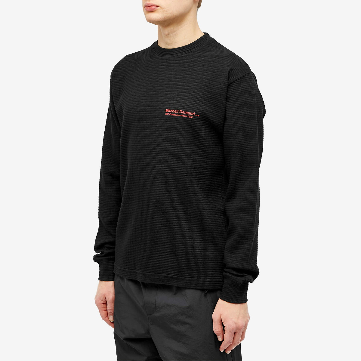 GR10K Men's Long Sleeve Demand Waffle T-Shirt in Black GR10K