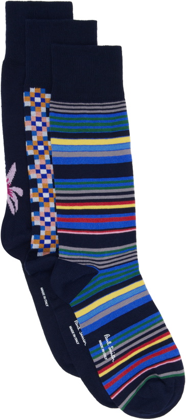 Photo: Paul Smith Three-Pack Navy Seasonal Socks