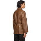 Maison Margiela Brown Leather Half-Zip Jacket