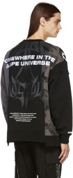 AAPE by A Bathing Ape Black Paneled Crewneck Sweater