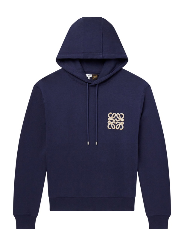 Photo: LOEWE - Paula's Ibiza Anagram-Embroidered Cotton-Jersey Hoodie - Blue